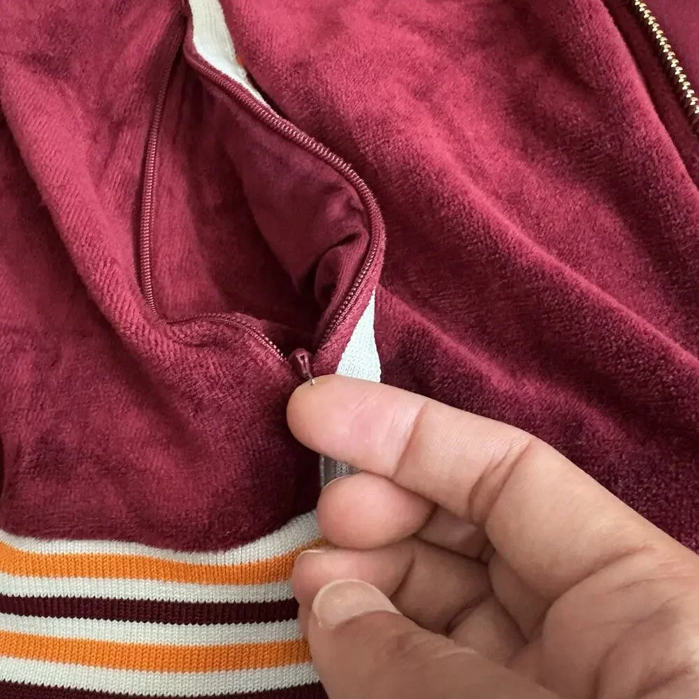 Casablanca Tennis Club Velour Racing Track Jacket Burgundy Men’s Size Small READ